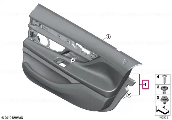 Ofertă limitată Door lining leather rear right SCHWARZ/MOKKA - BMW