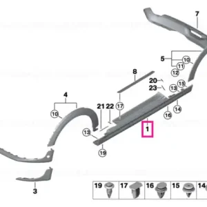 Retur gratuit Side skirt trim right BLACK - BMW - Mini