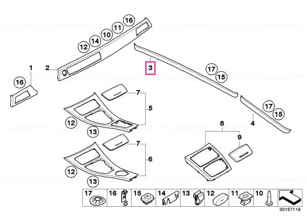 Decor strip, left doors ALU GRAUBLAU - BMW Transport gratuit
