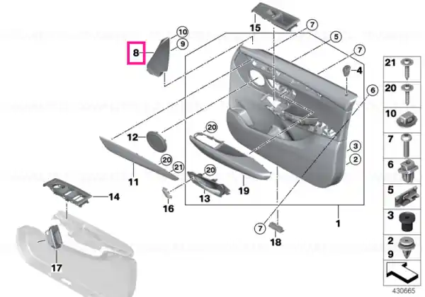 Corner moulding, interior right - BMW Disponibil imediat