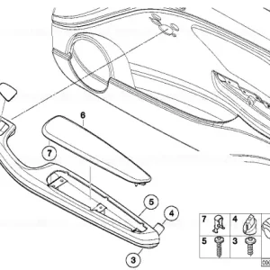 Armrest, aluminium, front left GRAU/SÄULEN - BMW Transport gratuit