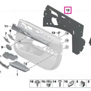 Acoustic nonwoven front right - BMW Retur ușor