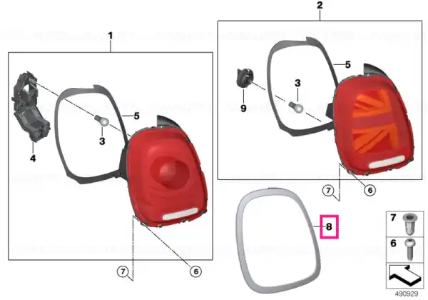 Popular Chrome ring, tail light, Blackline, left - BMW - Mini
