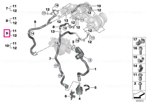 Coolant line, turbocharger return line ZYL. 1-4 - BMW Chilipir