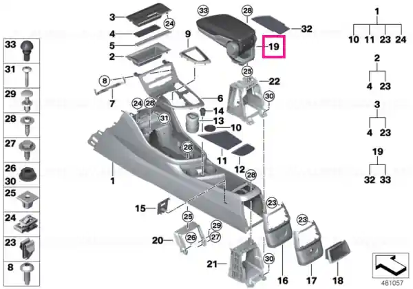 Plată securizată Centre arm rest f telephone SCHWARZ - BMW