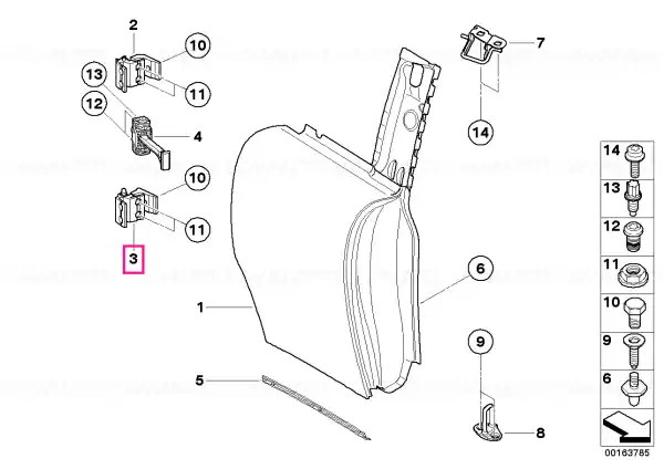 Hinge, Clubdoor, primed, bottom - BMW - Mini Preț redus