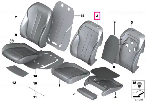 Cumpără online Foam pad basic backrest left RSE - BMW