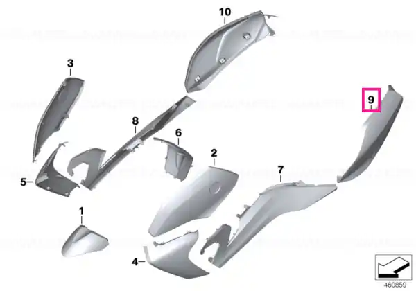 Plată securizată Rear lateral part, left LIGHTWHITE - BMW Motorrad