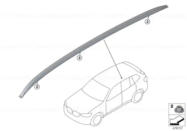 Roof railing, right ALU- SATINIERT - BMW Ofertă