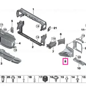 Air duct, exterior radiator, right M - BMW Retur gratuit