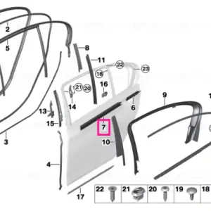 Window channel strip, long, inner left SSR - BMW Reducere specială