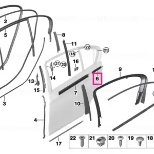 Window channel strip, short, inner left - BMW Ofertă exclusivă