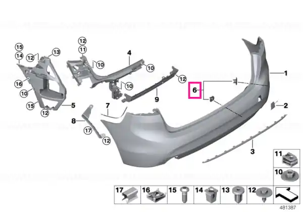 Preț mic Set, mounts, PDC sensor, rear - BMW