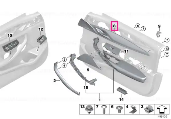 Doar azi Ornament lemn fineline lucios stang - BMW