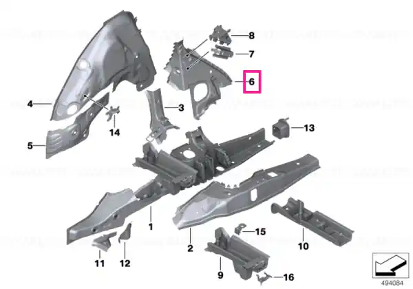 Reducere C-pillar reinforcement, right - BMW