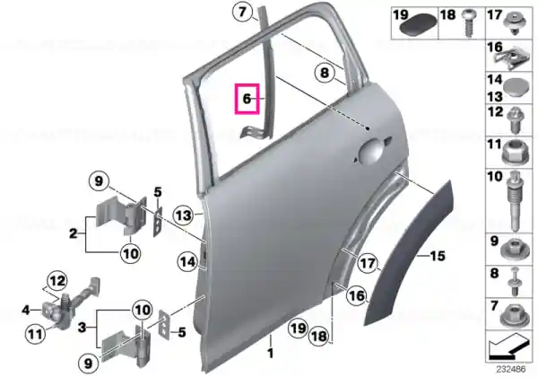 Lichidare de stoc Right rear window guide rail - BMW - Mini