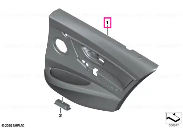 Door lining cloth rear right BLAU/ANTHRAZIT - BMW Retur gratuit