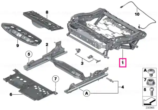 Cumpără online Seat frame, sports seat, electric, left - BMW