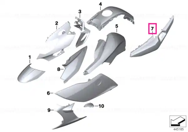 Rear lateral part, left DARK-GRAPHITE - BMW Motorrad Bestseller