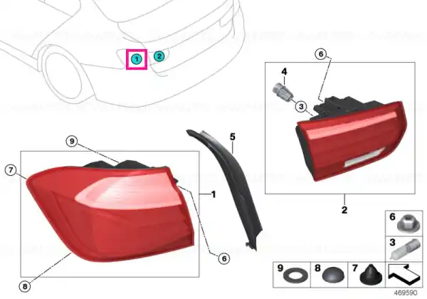 Rear light in the side panel, left - BMW Vezi acum