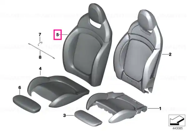 Expediere rapidă Capac piele spătar sport stânga BURGUNDY - BMW - Mini
