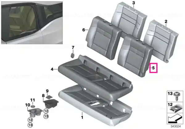 Reducere specială Husă spătar, țesătură, stânga ARAGAZGRAU - BMW