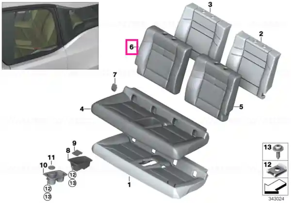 Husă spătar, țesătură, dreapta ARAGAZGRAU - BMW Ofertă limitată