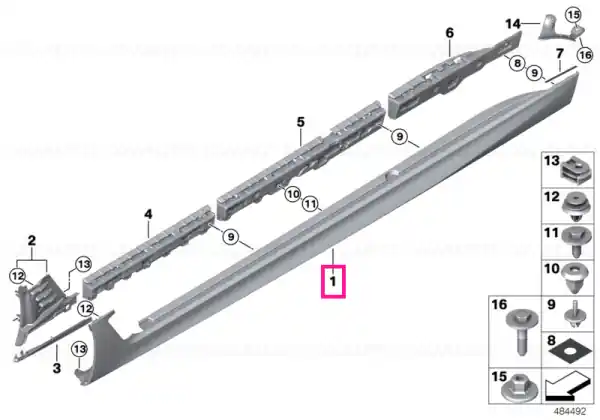 Sill trim, primed, left -M- LIGHT - BMW Mai ieftin