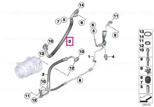 Ofertă de sezon Suction pipe evaporator-compressor R1234YF - BMW