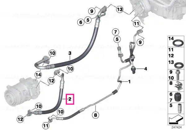 Pressure hose, compressor-condenser R1234YF - BMW Reduceri