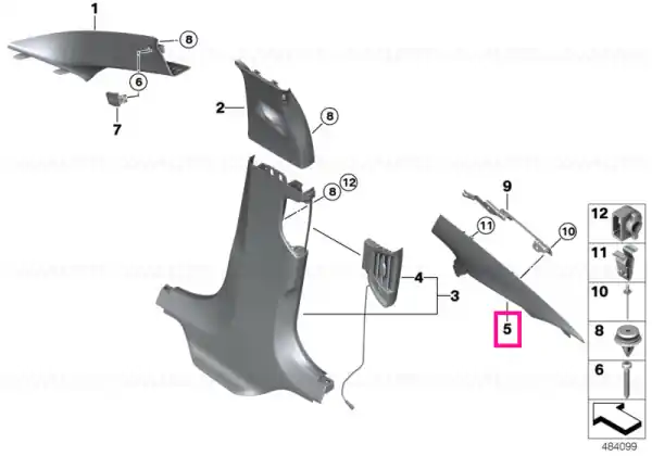 Garnitura C-stâlp Alcantara sus dreapta ANTHRAZIT - BMW Plată securizată