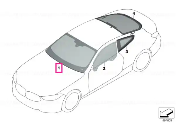 Preț mic Windshield, green, rain/light/fog HUD - BMW