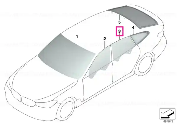 Side window, green, door, rear left SSG - BMW Discount
