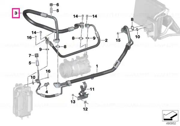 Țeavă aspirație evaporator-compresor R134A - BMW Bestseller