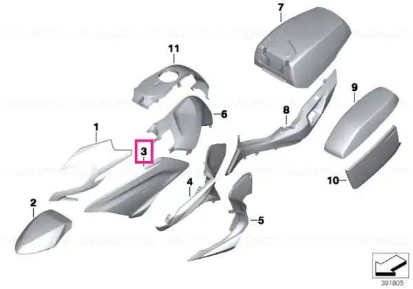 Lateral trim panel, right ALPINE-WHITE - BMW Motorrad Chilipir