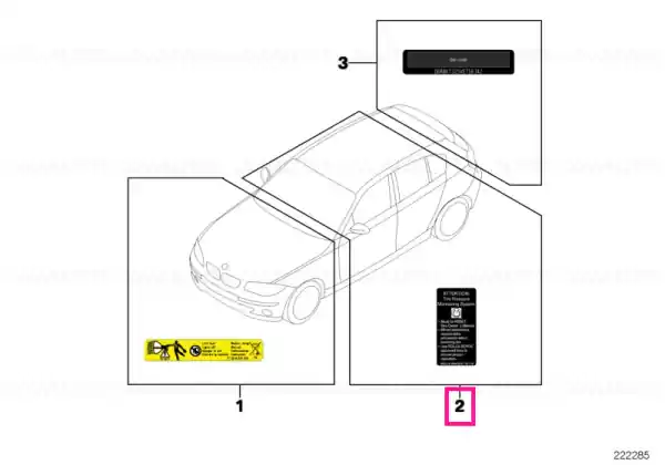 "Load-through system locking" sign EN - BMW Preț redus