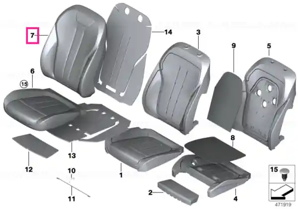Capac spătar confort, piele perf., stânga, LCRI COGNAC - BMW Preferatul clienților