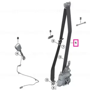 Upper seat belt REMA, front right ELFENBEINWEISS - BMW Preț redus