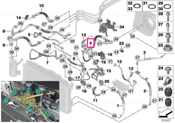 Suction line, front R134A - BMW Nu rata