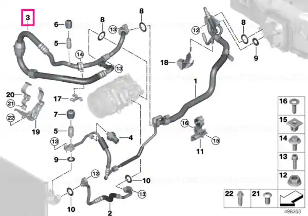 Suction pipe evaporator-compressor R134A - BMW Ofertă specială