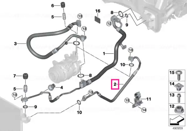 Pressure hose, compressor-condenser - BMW Plată sigură
