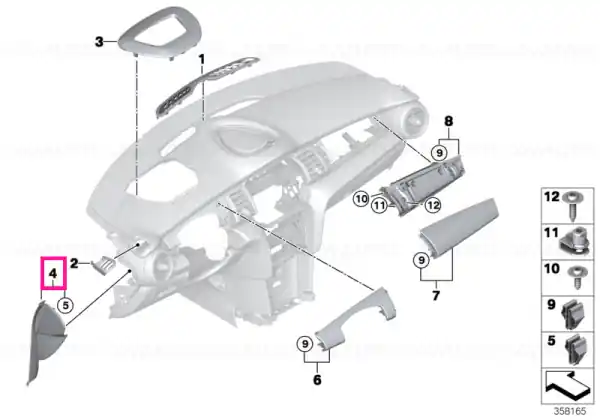 Livrare rapidă Ornament tablou bord exterior dreapta AIRBAG OFF - BMW - Mini