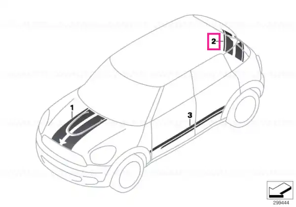 Set, trim strip, tailgate BLACK - BMW - Mini Cel mai bun preț
