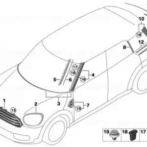 Retain strip,trim strip, tailgate, left - BMW - Mini Reduceri