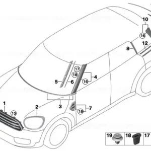 Retain strip,trim strip,tailgate, right - BMW - Mini Reducere de preț