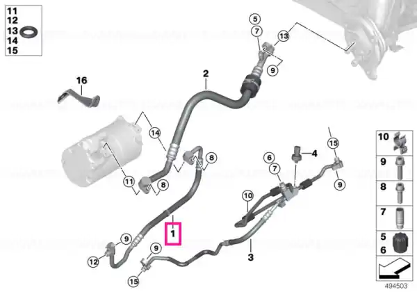 Doar azi Pressure hose, compressor-condenser - BMW