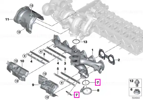 Garnitura galerie evacuare/turbina - BMW Seria 5 G30 G31, Seria 7 G11 G12, X5 G05, X6 G06, X7 G07 Ultima șansă