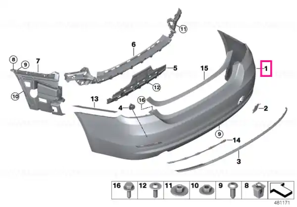 Cumpărături sigure Panel, bumper, primed, rear 2FLUTIG PDC/PMA - BMW