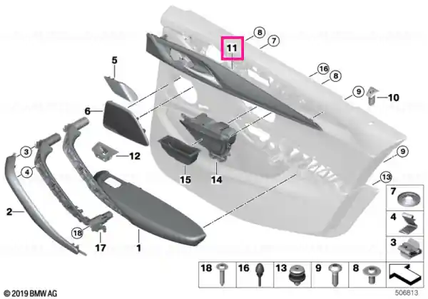 Ieftin Decorative trim, left SCHWARZ - BMW