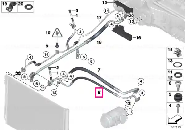 Pressure hose assy R1234YF - BMW Expediere rapidă